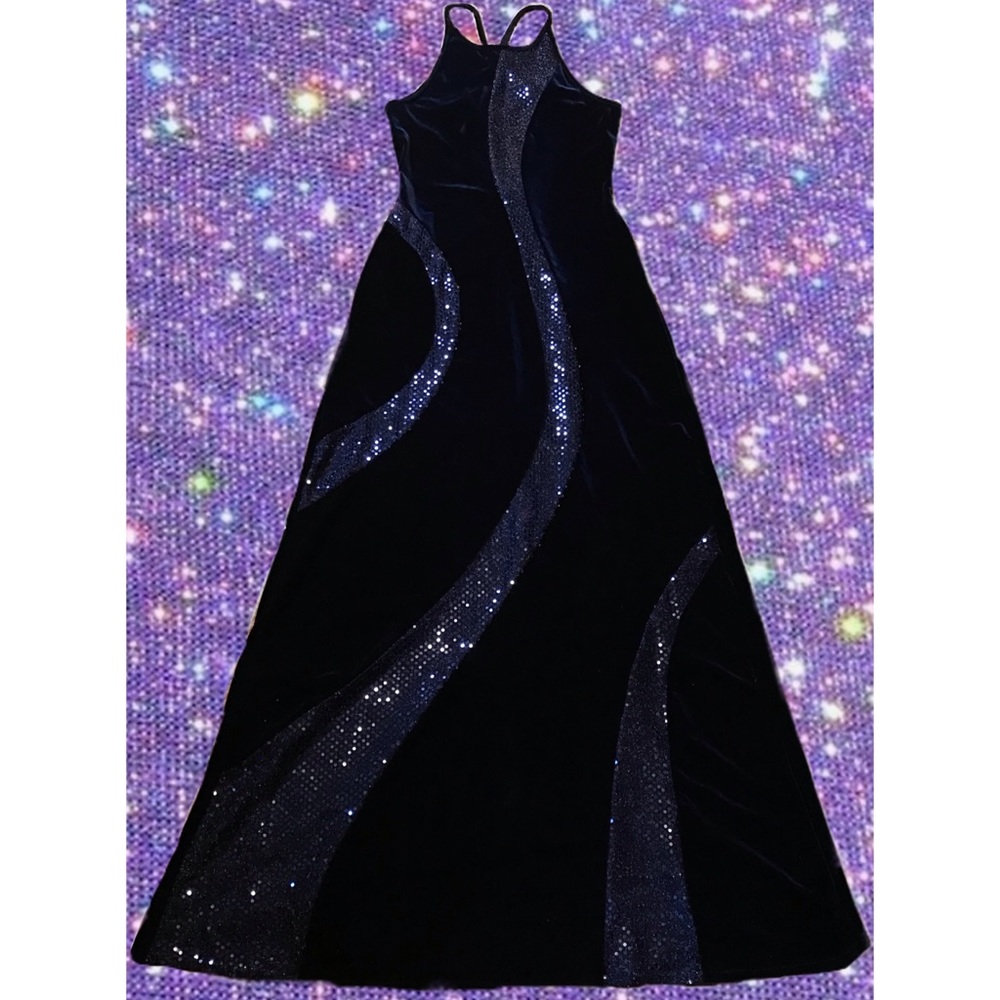 Y2K Blue Velvet Formal dress